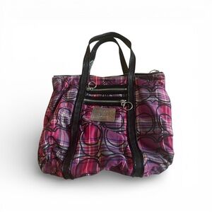 Coach Poppy 14360 Large Tartan Plaid Fabric Tote Shopper Shoulder Handbag